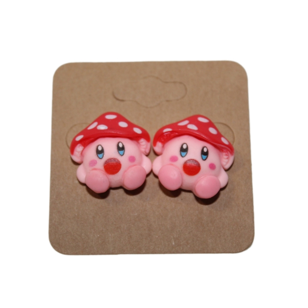 Video Game Kirby Mushroom Earrings - Picture 2 of 10